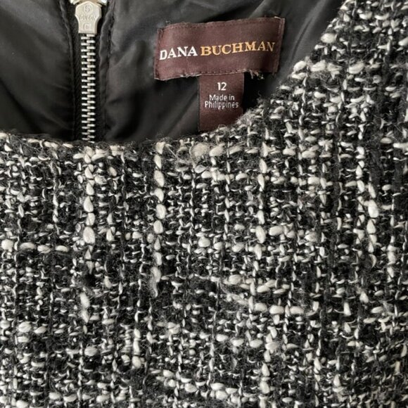 Dana Buchman Size 12 Tweed Dress Leather Trim - Picture 3 of 8